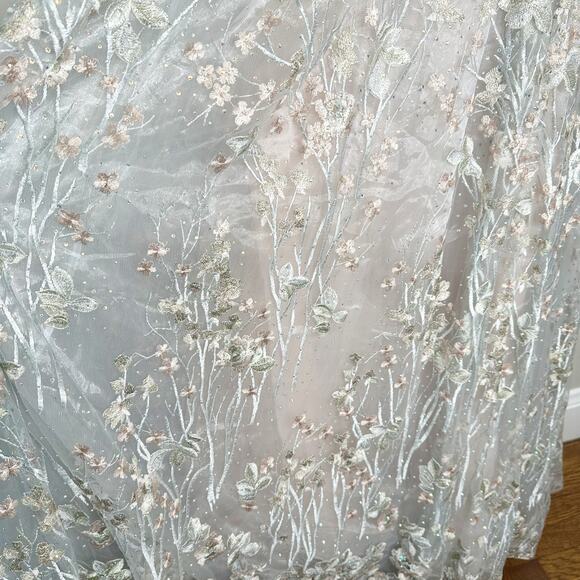 Mac Duggal 20131 Floral Multi Color Neutral Floral A Line Embroidered Gown 4 NEW - Picture 5 of 10
